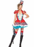 Circus ringmaster, costume dress, ruffles, fringes, stripes